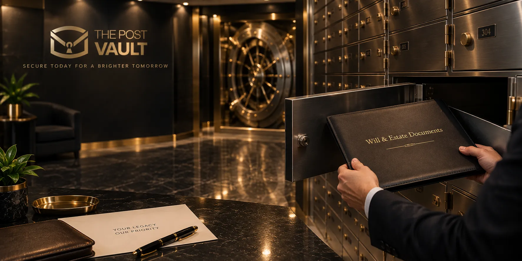 Will and estate documents being placed into a secure safe deposit box at The Post Vault