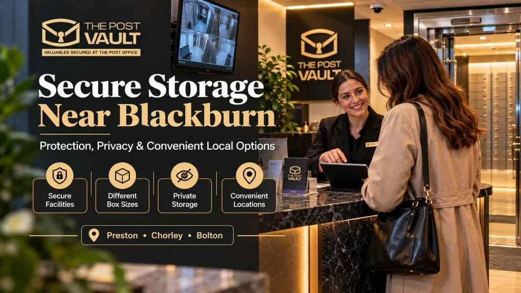 The Post Vault secure storage facility near Blackburn with staff assistance, private safe deposit boxes, and locations in Preston, Chorley and Bolton.